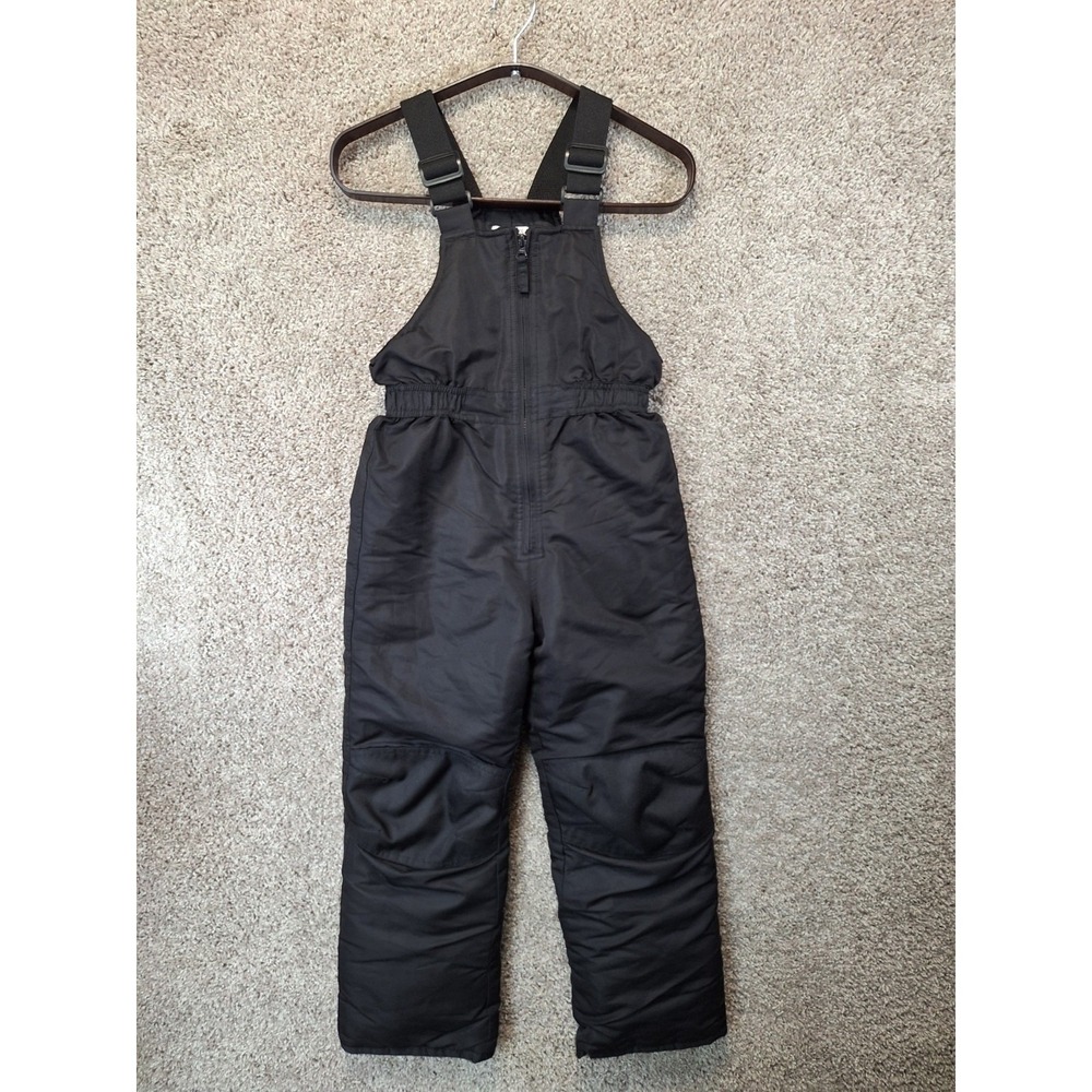 Falls Creek Snow Bibs Youth M (7/8) Black Lined Zip Front Adjustable Straps